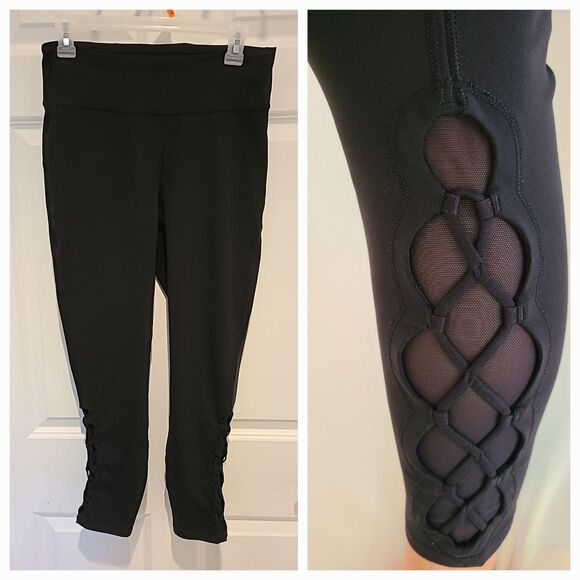 Lululemon Leggings 7/8 24" High Rise Wunder Under Everlux Black Tie Up Accent 10 - Picture 1 of 11